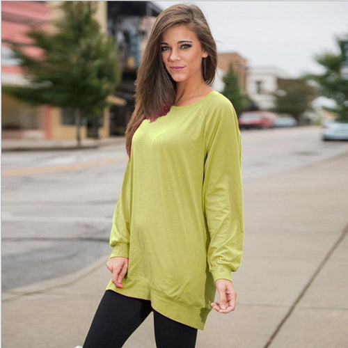 Casual Loose Women Long Sleeve Tunic Top Ladies Pullover Shirt Plus Size 4 Colors EF8