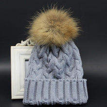Charming Women Crochet Hat Fur Wool Knit Beanie Raccoon Warm Cap Fast Shipping EF8