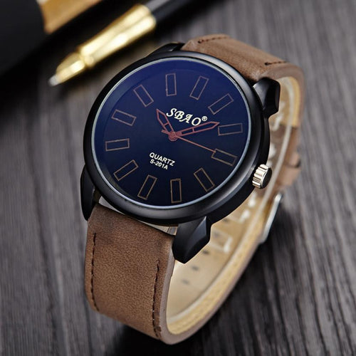 Classic Vintage Men's Waterproof Leather Strap Sport Quartz Army Watch EF8