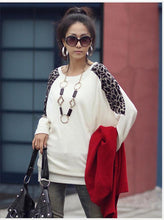Cotton T-shirt Long Batwing Sleeve Korean Ladies Fashion Leopard Print Casual Loose Shirt Women Tops EF8