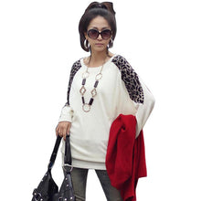 Cotton T-shirt Long Batwing Sleeve Korean Ladies Fashion Leopard Print Casual Loose Shirt Women Tops EF8