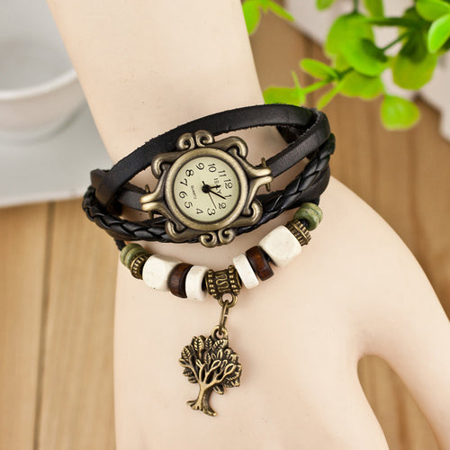 Dress Women Watch Quartz Weave Around Leather Bracelet Lady Woman Wrist Watch Fast Shipping EF8