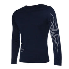 Fashion Mens Slim Fit Round Neck Long Sleeve Tattoo Print Casual T-Shirt EF8