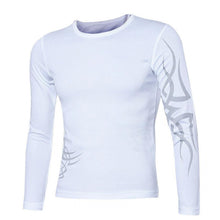 Fashion Mens Slim Fit Round Neck Long Sleeve Tattoo Print Casual T-Shirt EF8