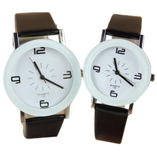 Fashion Round Big Steel Case Men Women Couple Leather Quartz analog wrist Watch Relogio Masculino Hombre EF8