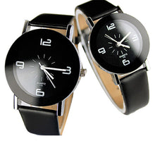 Fashion Round Big Steel Case Men Women Couple Leather Quartz analog wrist Watch Relogio Masculino Hombre EF8