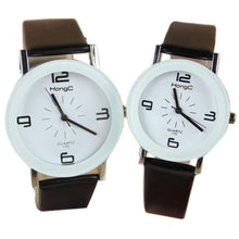 Fashion Round Big Steel Case Men Women Couple Leather Quartz analog wrist Watch Relogio Masculino Hombre EF8