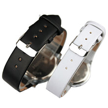 Fashion Round Big Steel Case Men Women Couple Leather Quartz analog wrist Watch Relogio Masculino Hombre EF8