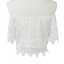 Fashion Sexy Women Boho Lace White Shirt Off Shoulder Crop Tee Shirt Tops EF8