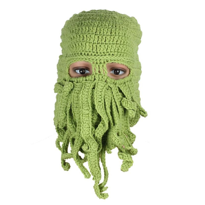 Fashion Unisex Warm Knitted Wool Ski Face Mask Hat Squid Cap Cthulhu Tentacles Beanie Hat EF8