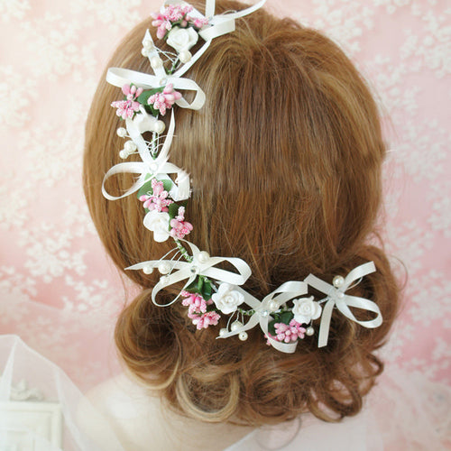 Fashion Wedding Bridesmaid Boho Floral Flower Festival Forehead Headband Hair Garland EF8