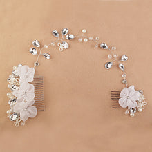 Fashion White Pearl Crystal Bride Headdress By Hand Bridal Tiaras Hairwear Wedding Dress Accessories EF8