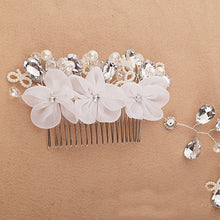 Fashion White Pearl Crystal Bride Headdress By Hand Bridal Tiaras Hairwear Wedding Dress Accessories EF8