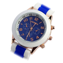 Fashion LuxuryDouble Color Ssilicone Rubber Quartz Analog Sports Wrist Watch Gift EF8