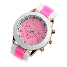 Fashion LuxuryDouble Color Ssilicone Rubber Quartz Analog Sports Wrist Watch Gift EF8
