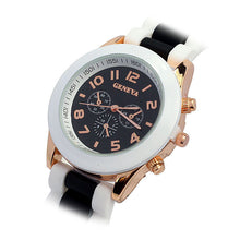 Fashion LuxuryDouble Color Ssilicone Rubber Quartz Analog Sports Wrist Watch Gift EF8