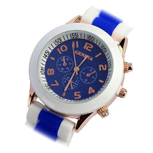 Fashion LuxuryDouble Color Ssilicone Rubber Quartz Analog Sports Wrist Watch Gift EF8