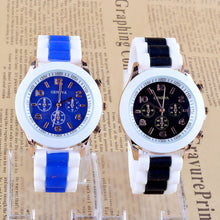 Fashion LuxuryDouble Color Ssilicone Rubber Quartz Analog Sports Wrist Watch Gift EF8