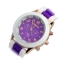 Fashion LuxuryDouble Color Ssilicone Rubber Quartz Analog Sports Wrist Watch Gift EF8