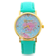 Fashion Women PU Leather Rose Flower Pattrern Watch Quartz WristWatches Gift 6 Colors EF8