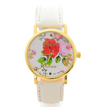 Fashion Women PU Leather Rose Flower Pattrern Watch Quartz WristWatches Gift 6 Colors EF8