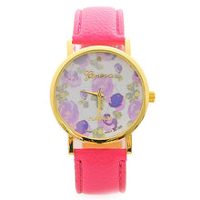 Fashion Women PU Leather Rose Flower Pattrern Watch Quartz WristWatches Gift 6 Colors EF8