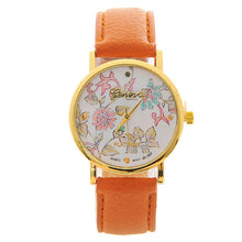 Fashion Women PU Leather Rose Flower Pattrern Watch Quartz WristWatches Gift 6 Colors EF8