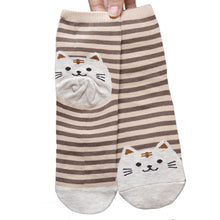 3D Animals Striped Cartoon Women Cat Footprints Cotton Floor Stockings er EF8