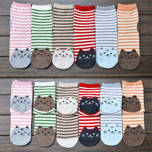 3D Animals Striped Cartoon Women Cat Footprints Cotton Floor Stockings er EF8