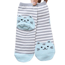 3D Animals Striped Cartoon Women Cat Footprints Cotton Floor Stockings er EF8