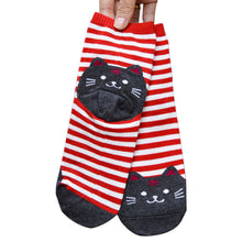 3D Animals Striped Cartoon Women Cat Footprints Cotton Floor Stockings er EF8