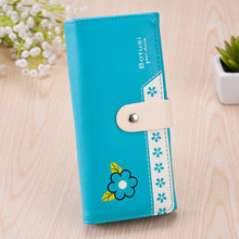Korea Style Money Clip PU Leather Purse Flower Print Clutch Button Wallet Bag EF8