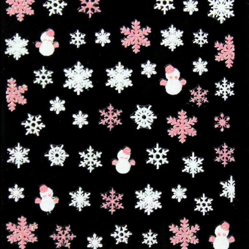 Xmas 3D Nail Art Stickers Decals Decorations Snowflake Bows Snowman Design DIY Decoration Xmas Gift EF8