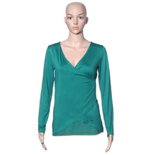 Coming Women Sexy V Neck Shirt Punk Long Sleeve Slim Tops Blouse Size XXL EF8