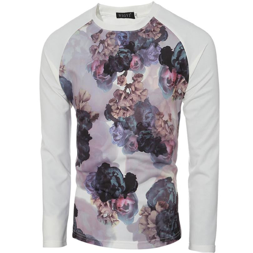 Compression Shirt Men Casual Shirts Long Sleeve Loose Printing Tops T-shirt Tees Shirts EF8