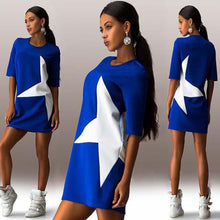 FashionWomen Casual Loose Star Printed Half Sleeve Short Mini Dress EF8