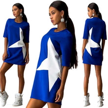 FashionWomen Casual Loose Star Printed Half Sleeve Short Mini Dress EF8