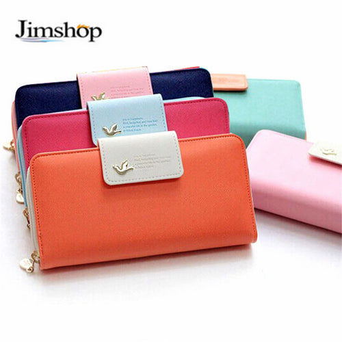 Fashion Birds Clutch Wallet Leather Case Long Zip Button Card Purse Handbag Wallet Credit Card Holder Bag EF8