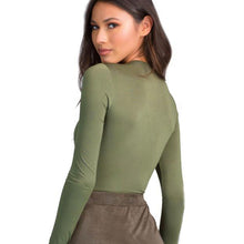 Fashion Deep V Neck Sexy Womens Long Sleeve Lace up Bandage Bodysuit Crop Tops Shirt Jumpsuit EF8