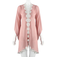 Fashion Design Women Ethnic Lace Flower Loose Kimono Cardigan Jacket Blouse Tops EF8