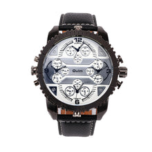 Fashion Quartz Men Wrist Watches 4 Time Zone Leather Starp Colorful Analog Watch EF8