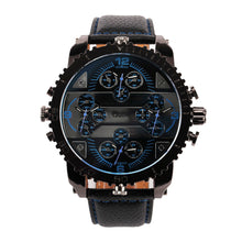 Fashion Quartz Men Wrist Watches 4 Time Zone Leather Starp Colorful Analog Watch EF8