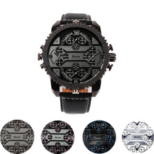 Fashion Quartz Men Wrist Watches 4 Time Zone Leather Starp Colorful Analog Watch EF8
