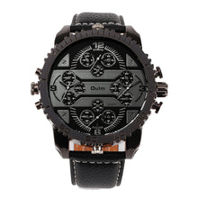 Fashion Quartz Men Wrist Watches 4 Time Zone Leather Starp Colorful Analog Watch EF8
