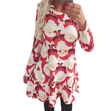 Ladies Women Long Sleeve Olaf Santa Printing Party Swing Dress Fast Shipping EF8