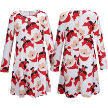 Ladies Women Long Sleeve Olaf Santa Printing Party Swing Dress Fast Shipping EF8