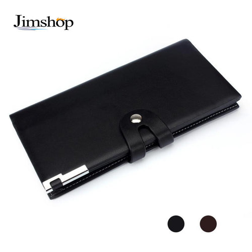 Men Long Section Button Bifold Business Leather Wallet Card Coin Wallet Purse Husband Boyfriend Gift EF8