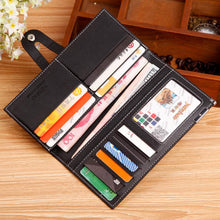 Men Long Section Button Bifold Business Leather Wallet Card Coin Wallet Purse Husband Boyfriend Gift EF8