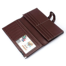 Men Long Section Button Bifold Business Leather Wallet Card Coin Wallet Purse Husband Boyfriend Gift EF8
