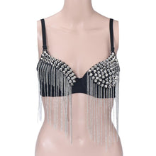 Sexy Bras Women Party All-over Spike Rivet Tassels Metallic Punk Dance Bra EF8